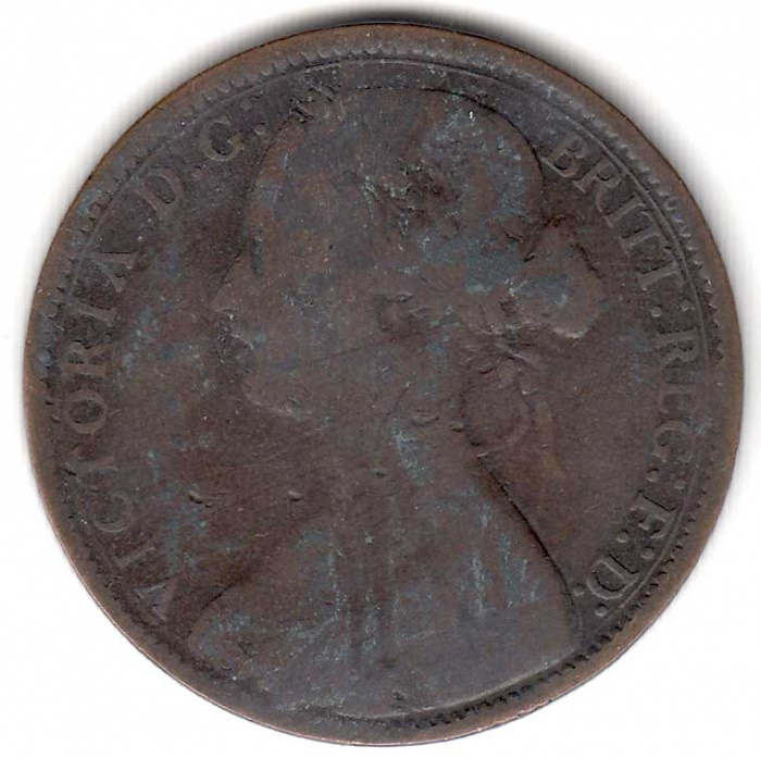 (1864) Монета Великобритания 1864 год 1 пенни &quot;Королева Виктория&quot;  Бронза  VF