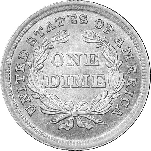 (1862) Монета США 1862 год 10 центов  5. Легенда на аверсе, вес 2,49 г Серебро Ag 900  UNC