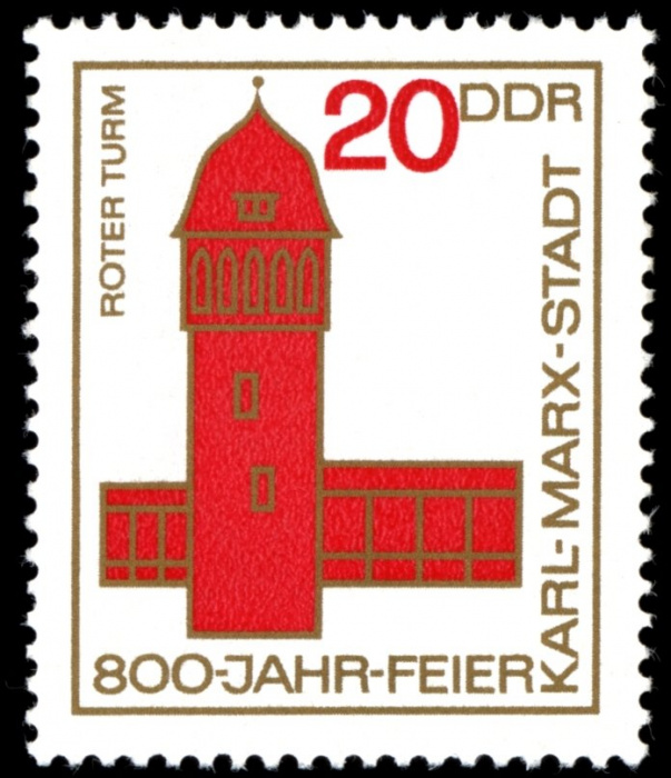 (1965-035) Марка Германия (ГДР) &quot;Красная башня&quot;    Хемниц II Θ