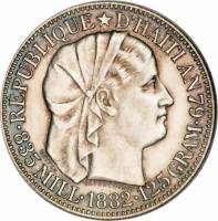 (№1882km47) Монета Гаити 1882 год 50 Centimes