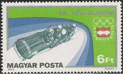(1975-092) Марка Венгрия &quot;Бобслей&quot; ,  III O