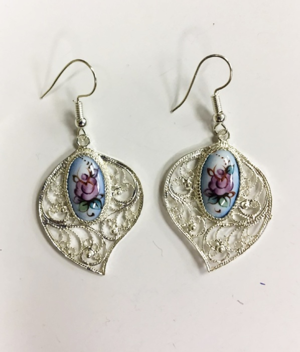 Серьги "Финифть", серебрение (сост. на фото)