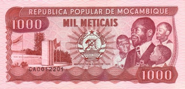 (,) Банкнота Мозамбик 1989 год 1 000 метикалов &quot;Самора Машел&quot;   UNC