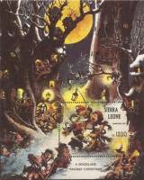 (№1993-239) Блок марок Сьерра-Леоне 1993 год "Лесной Фантазии Рождество", Гашеный