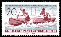 (1961-034) Марка Германия (ГДР) "Каноэ"  красная  Гребля на каноэ III Θ