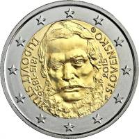 (008) Монета Словакия 2015 год 2 евро "Людовит Штур"  Биметалл  UNC