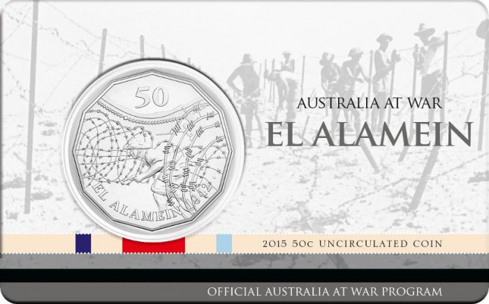 (2015) Монета Австралия 2015 год 50 центов &quot;Эль-Аламейн&quot;  Медь-Никель  Буклет