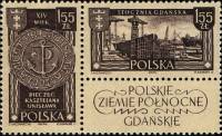 (1962-033-034) Сцепка (2 м + куп) Польша "Герб города"   Северная территория Польши III Θ