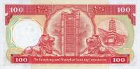 (,) Банкнота Гонконг 1987 год 100 долларов "Львы"   UNC