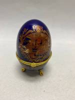 Яйцо - шкатулка пасхальное кобальт фарфор 10 см высота