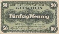 (№1917) Банкнота Германия 1917 год "50 Pfennig"