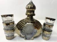 Графин + 6 стопок Гусь хрустальный позолота