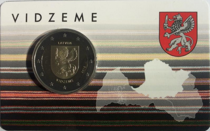 (006) Монета Латвия 2016 год 2 евро &quot;Видземе&quot;  Биметалл  Буклет