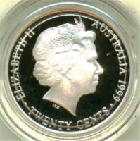 () Монета Австралия 1999 год 20 центов ""  Биметалл (Серебро - Ниобиум)  UNC