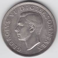 1939 Монета Великобритания 1/2 кроны Георг VI  Серебро Ag 500  UNC