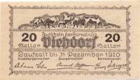 (№1920) Банкнота Австрия 1920 год "20 Heller"