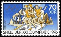 (1976-026) Марка Германия (ГДР) "Бег"    Летние ОИ 1976, Монреаль III Θ