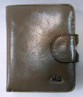 Портмоне женское "Somuch", Натуральная кожа, 2 отделения на клепках, Серое