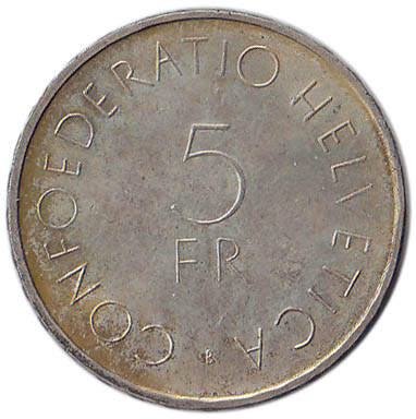 (1963) Монета Швейцария 1963 год 5 франков &quot;Красный Крест 100 лет&quot;  Серебро Ag 835  XF