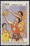 (1990-013) Марка Куба "Баскетбол"    Летняя Олимпиада Барселона 1992 III Θ