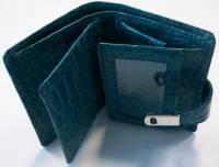 Портмоне женское "Grand", Натуральная фактурная кожа, 1 отделение на магнитной клепке, Бирюзовый