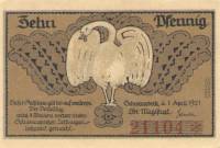 (№1921) Банкнота Германия 1921 год "10 Pfennig"