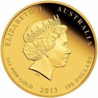 () Монета Австралия 2013 год 100  ""   Биметалл (Платина - Золото)  UNC