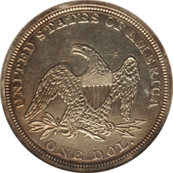 (1862) Монета США 1862 год 1 доллар  1. Без девиза над орлом Серебро Ag 900  VF