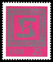(1969-090) Марка Германия (ГДР) "Эмблема"  лиловая  МОТ 50 лет III Θ