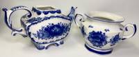 Чайник заварочный + сахарница Гжель авторская работа без крышек 