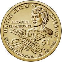 (2020p) Монета США 2020 год 1 доллар "Элизабет Ператрович"  Сакагавея Латунь  UNC