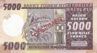 (,) Банкнота Мадагаскар 1974 год 5 000 франков "Женщина"   UNC