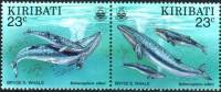 (№1994-661) Лист марок Кирибати 1994 год "Bryde039s Кит Balaenoptera edeni", Гашеный