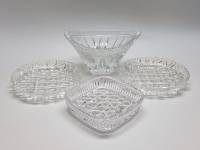 Хрусталь СССР салатник и 3 розетки тарелочки винтажная сервировка набор 4 предмета
