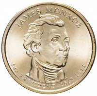 05d Монета США 2008 год 1 доллар Джеймс Монро 2008 год Латунь  UNC