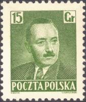 (1950-027) Марка Польша "Б. Берут (Зеленая)"   Президент Б. Берут (1892-1956) (Стандартный выпуск №2