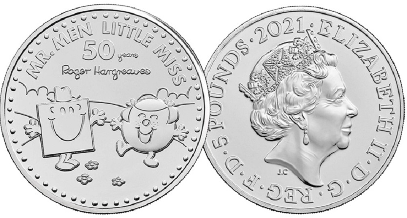 (2021) Монета Великобритания 2021 год 5 фунтов &quot;Мистер Мэн и Литтл Мисс&quot;  Медь-Никель  Буклет