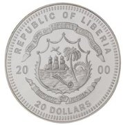 () Монета Либерия 2000 год 20  ""   Биметалл (Серебро - Ниобиум)  UNC