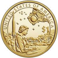 (2019p) Монета США 2019 год 1 доллар "Космическая программа"  Сакагавея Латунь  UNC