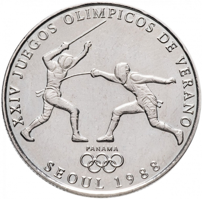 (1988) Монета Панама 1988 год 1 бальбоа &quot;XXIV Летняя олимпиада Сеул 1988 Фехтование&quot;  Медь-Никель  P