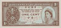 (,) Банкнота Гонконг 1981 год 1 цент "Елизавета II"   UNC