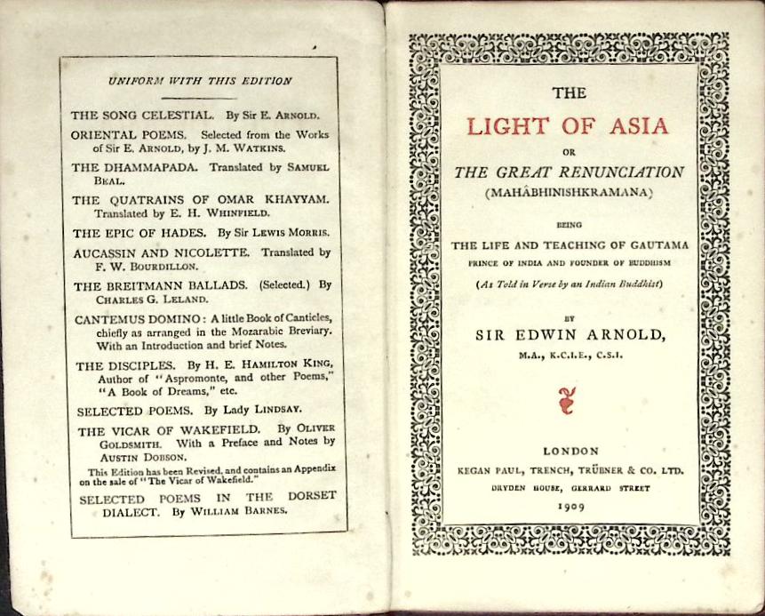 Книга &quot;Свет Азии. Избранные произведения&quot; Э. Арнольд Лондон 1909 Твёрдая обл. 158 с. Без илл.