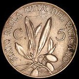 (№1933km11) Монета Ватикан 1933 год 5 Centesimi (Юбилейный 1933)