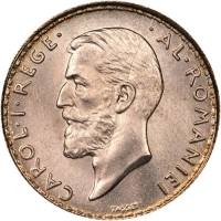 () Монета Румыния 1910 год 1  ""   Биметалл (Серебро - Ниобиум)  AU