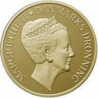 (№2010km939) Монета Дания 2010 год 1,000 Kroner (Her Majesty Queen Margrethe II#039;s 70th birthday