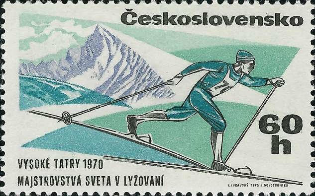 (1970-82) Марка Чехословакия &quot;Прыжки с трамплина (Башня)&quot;   Чемпионат мира по лыжным гонкам FIS III 