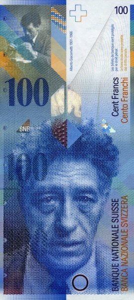 2004 Банкнота Швейцария 2004 год 100 франков Альберто Джакометти Raggenbass - Roth  UNC