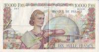 (№1951P-132c.2) Банкнота Франция 1951 год "10,000 Francs" (Подписи: J)