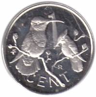 (1977) Монета Британские Виргинские острова 1977 год 1 цент "Птицы"  Серебро Ag 925  PROOF