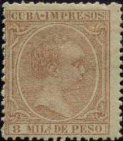 (№75) Марка Куба 1890 год "Альфонса ХІІІ", Гашеная